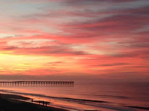 Beautiful pink and red sunset at Holden Beach