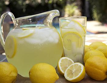 Fresh lemonade in a pitcher