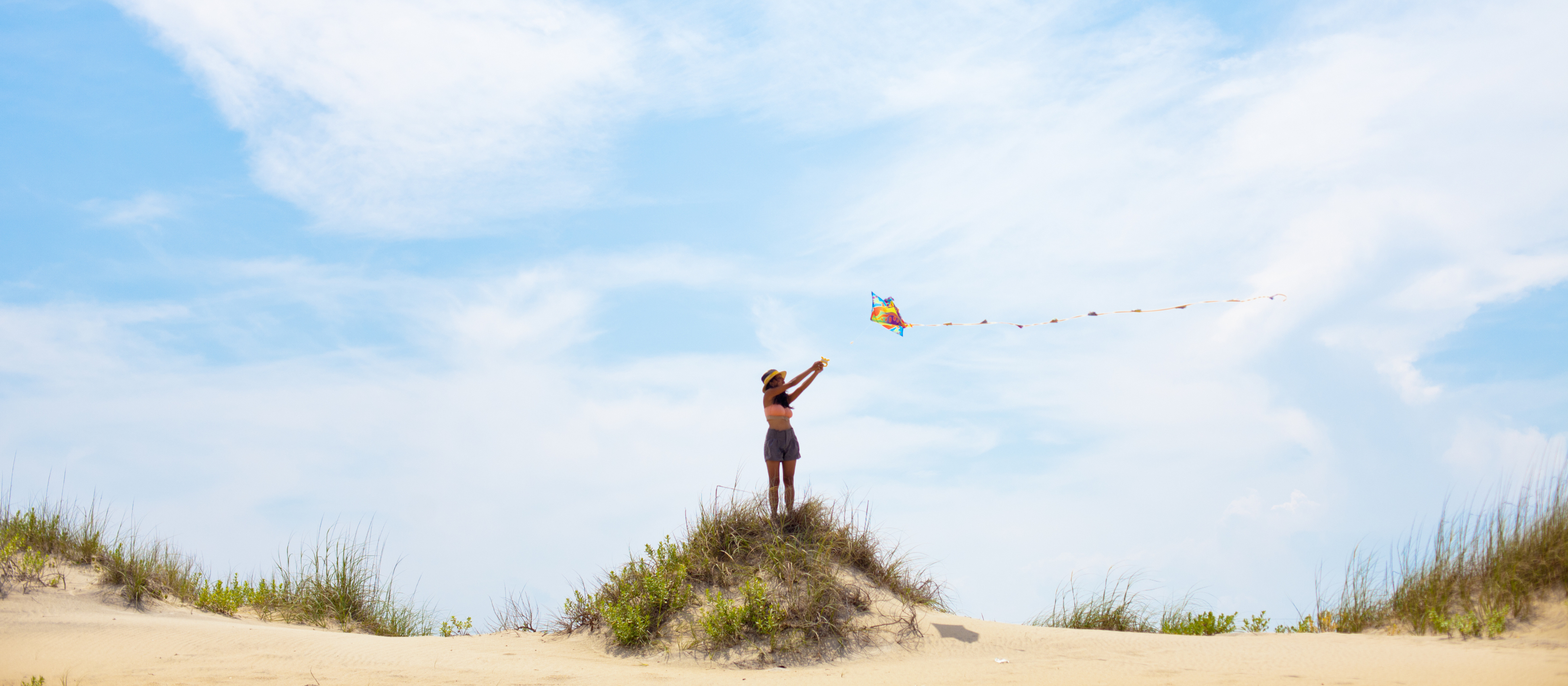 kite flying on beach bluff