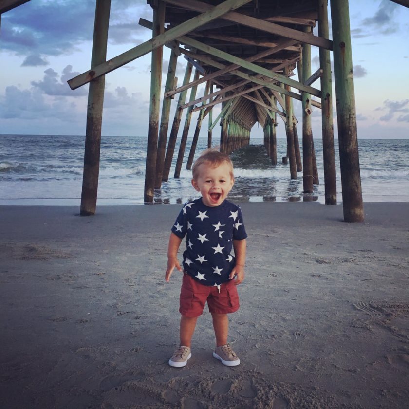 Patriotic boy on Holden Beach