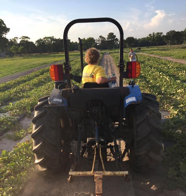 Sylvia Ludlum on tractor